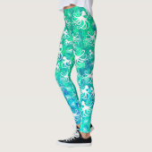 Leggings Poulpe blanc sur Seafoam - guêtres (Gauche)