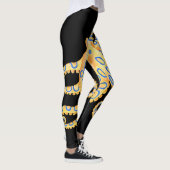 Leggings Poulpe bleu d'anneau sur le noir (Droite)