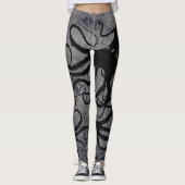 Leggings Poulpe noir sur le gris - guêtres (Devant)