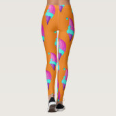 Leggings Poupée rose bleu glace Motif sur orange (Dos)