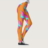 Leggings Poupée rose bleu glace Motif sur orange (Droite)