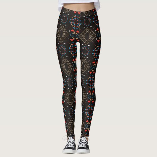 Leggings pour femme aztèque Brown indienne (Devant)