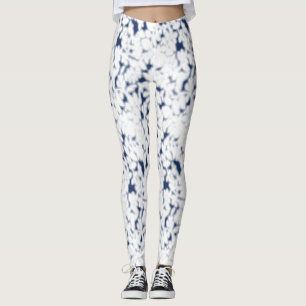 Leggings pour femmes à motif abstrait bleu blanc