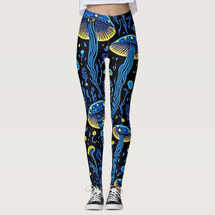 Leggings pour femmes à motif de champignons psyché