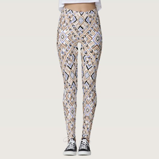Leggings pour femmes à Motif multiple orange/bleu (Devant)