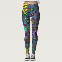 Leggings pour femmes aspect denim crâne de sucre