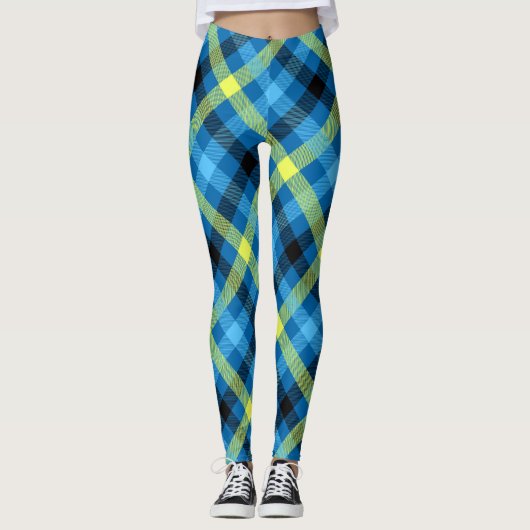 Leggings pour femmes bleues/dorées (Devant)