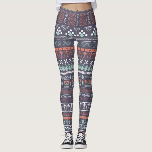 Leggings pour femmes Brown Aztec Multi Blend (Devant)