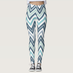Leggings pour femmes de Chervron bleu/vert