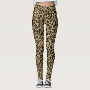 Leggings pour femmes Empreintes de léopard en or/n