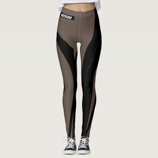 Leggings pour femmes noir et Brown (Devant)