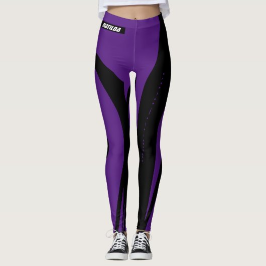 Leggings pour femmes noir foncé violet (Devant)