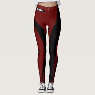 Leggings pour femmes Noir Maroon Rouge