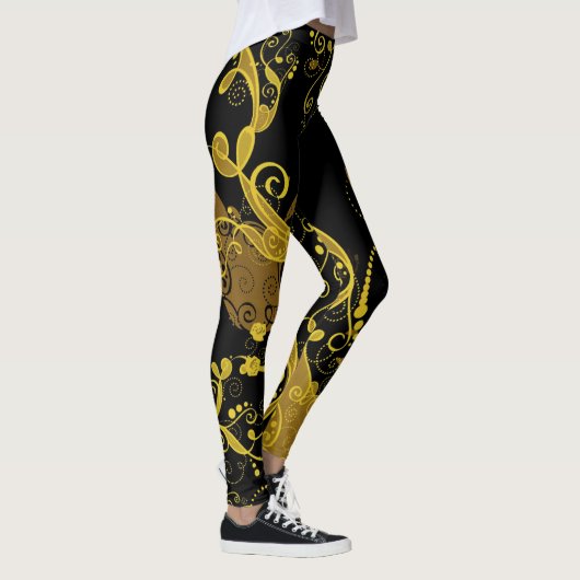 Leggings pour femmes noires/or (Droite)