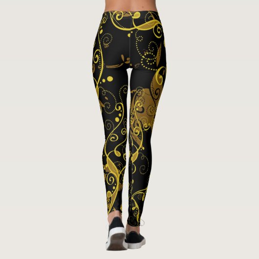 Leggings pour femmes noires/or (Dos)