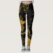 Leggings pour femmes noires/or (Devant)