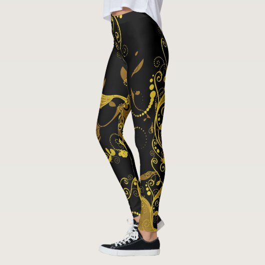 Leggings pour femmes noires/or (Gauche)