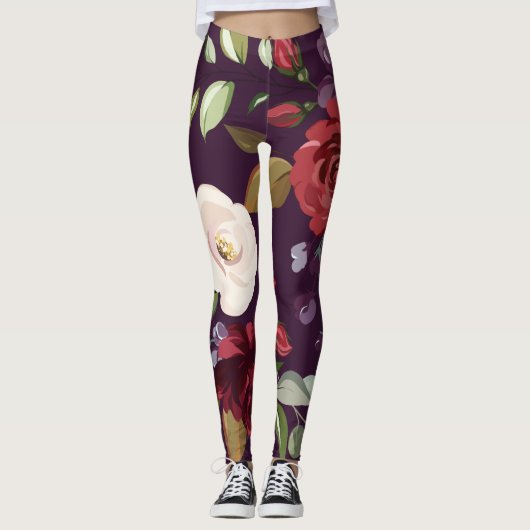 Leggings pour femmes Plum violet Rose or géométriq (Devant)