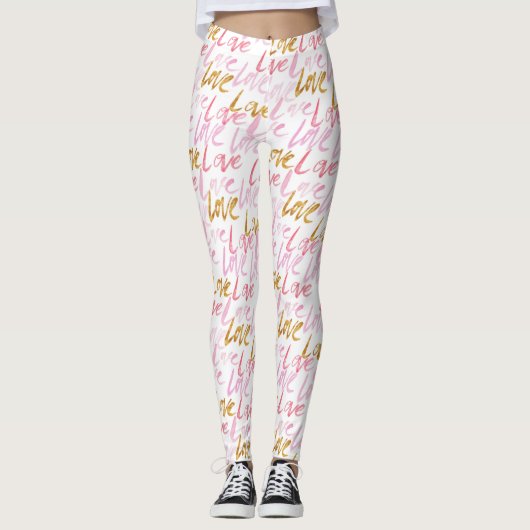 Leggings pour femmes Rose & Gold LOVE (Devant)