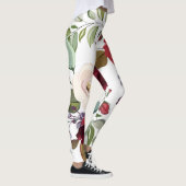 Leggings pour femmes Roses blanches Or géométrique (Droite)