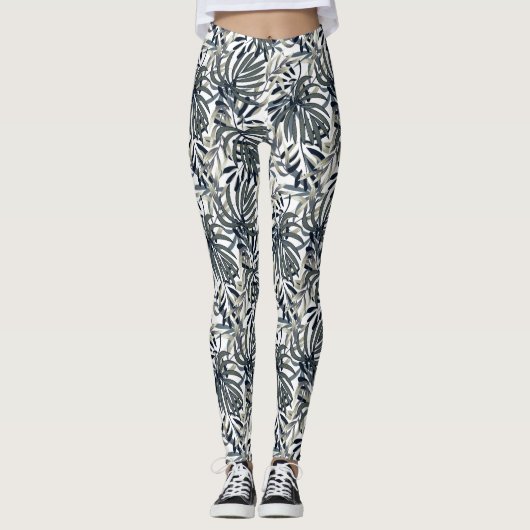 Leggings pour femmes tropicales gris/olive (Devant)