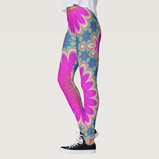 Leggings Pouvoir floral rétro Mandala psychédélique (Gauche)