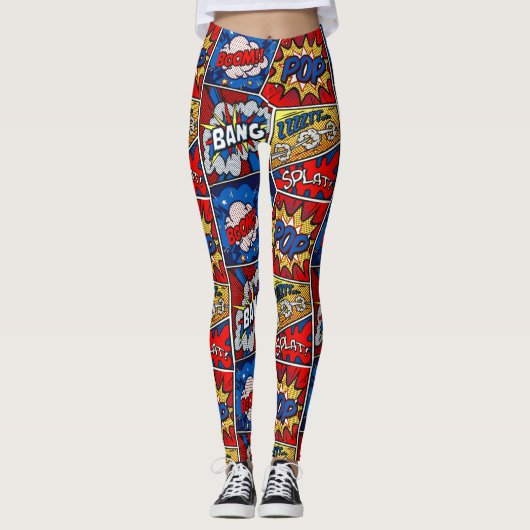 Leggings Pow Bang Boom ! Fun Super Hero (Devant)