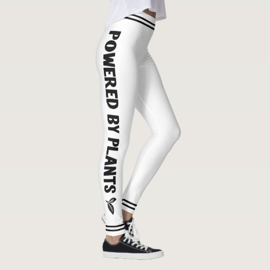 Leggings Powered by plante Vegan blanc noir stripe minima (Droite)