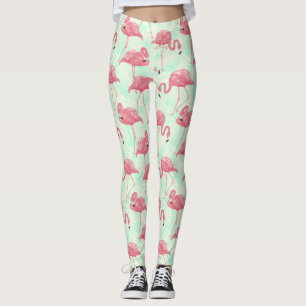Leggings Preppy Chic Elegant Pink Flamingo Motif
