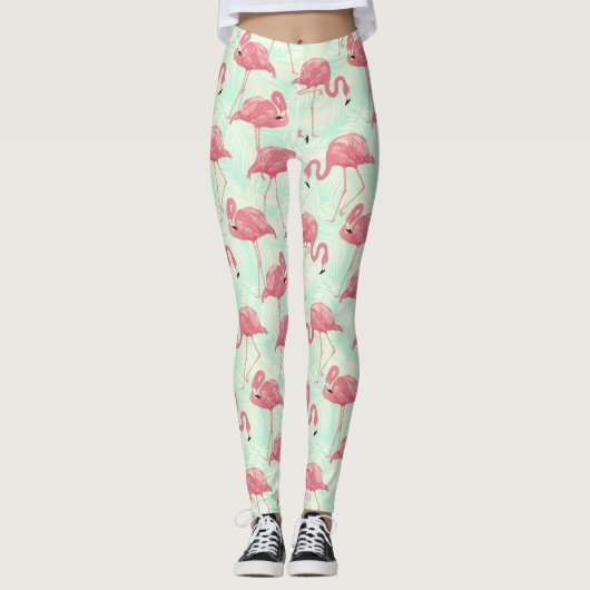 Leggings Preppy Chic Elegant Pink Flamingo Motif (Devant)