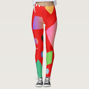 Leggings Preppy géométrique rouge arrière - plan épicé chic