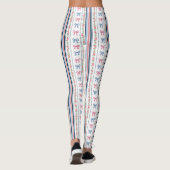 Leggings Preppy Pink Blue Coquette Bows Stripes Trendy (Dos)