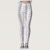 Leggings Preppy Pink Blue Coquette Bows Stripes Trendy (Devant)