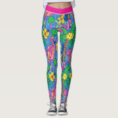 Leggings Préppy Tropical pickleballs avec flamingo (Devant)