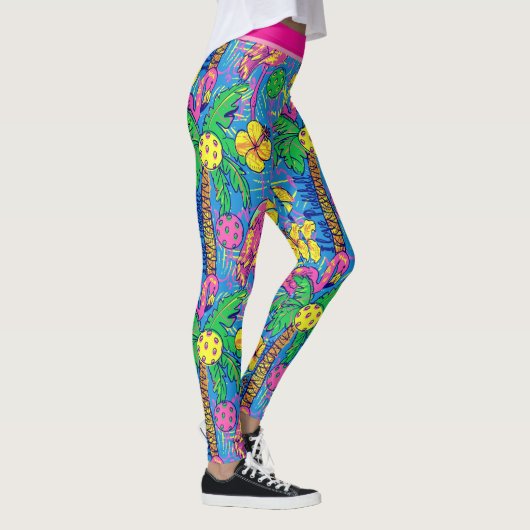 Leggings Préppy Tropical pickleballs avec flamingo (Droite)