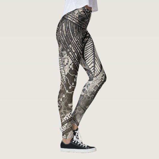 Leggings Presque partout 4 Peinture acrylique noire et blan (Droite)