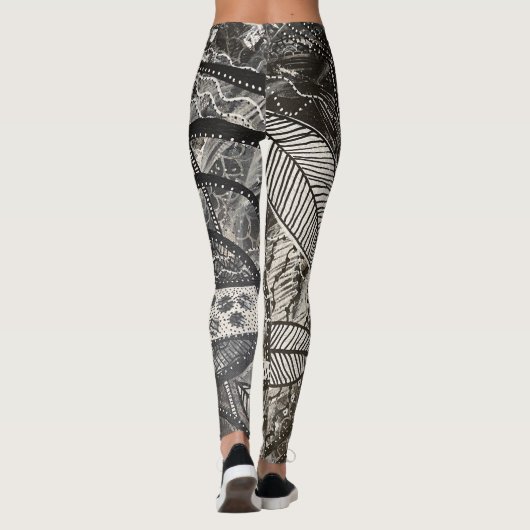 Leggings Presque partout 4 Peinture acrylique noire et blan (Dos)
