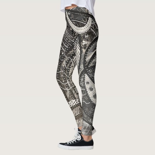 Leggings Presque partout 4 Peinture acrylique noire et blan (Gauche)