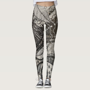 Leggings Presque partout 5 Acrylique noire et blanche Art