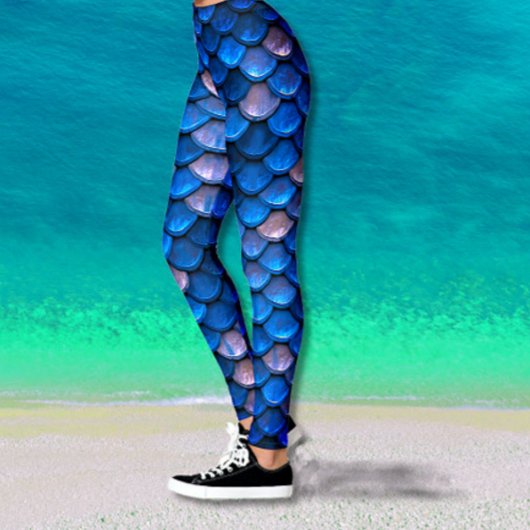 Leggings Pretty Blue Mermaid Fish Scales