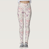 Leggings Pretty Lavender Purple Blush Pink Flowers (Devant)