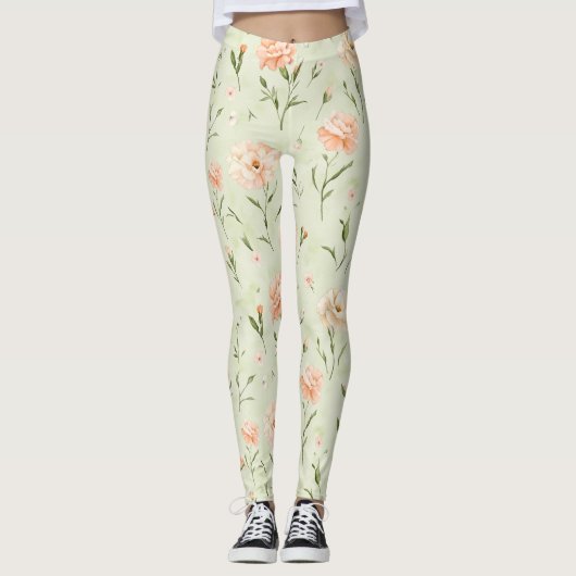 Leggings Pretty Mint Peach Floral (Devant)