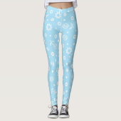 Leggings Pretty Pastel Blue Floral Pattern (Devant)