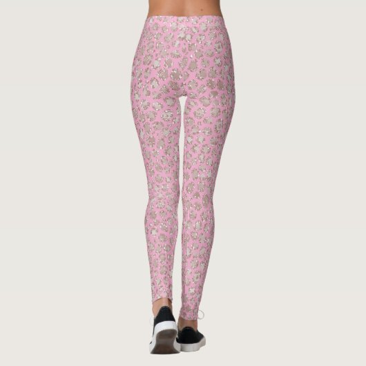 Leggings Pretty Pink Glitzy Glitter Sparkle Leopard (Dos)