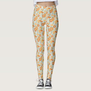 Leggings Pretty retro muted 1970 s flowers