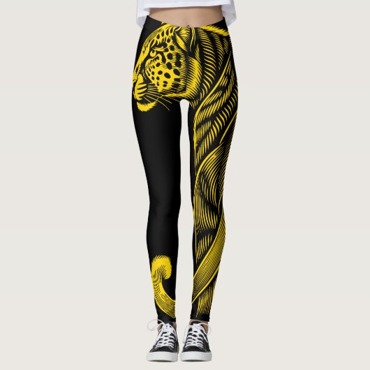 Leggings Pretty Trendy Leopard Print Gold (Devant)