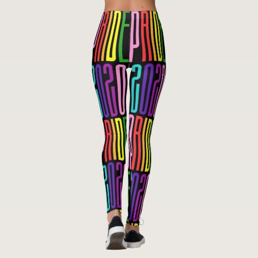 Leggings Pride 2020 Original 8 Stripes LGBT Rainbow Text (Dos)