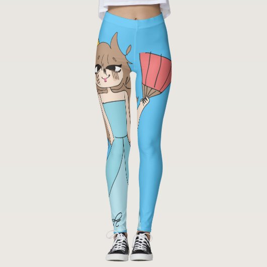 Leggings Princesse avec dessin mignon de ventilateur (Devant)
