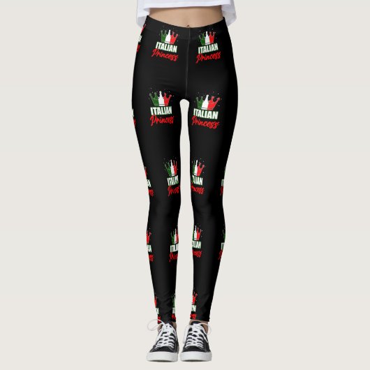 Leggings Princesse italienne Italie Drapeau Couronne (Devant)