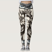 Leggings Princesse polynésienne Bleu Floral Tribal (Devant)